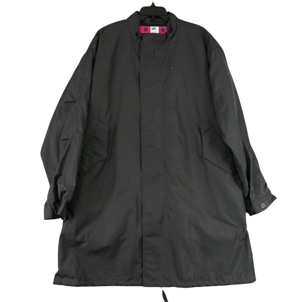 Nike Therma-FIT Sideline Coach Jacket Mens M Black Insulated Long Snap Zip Coat